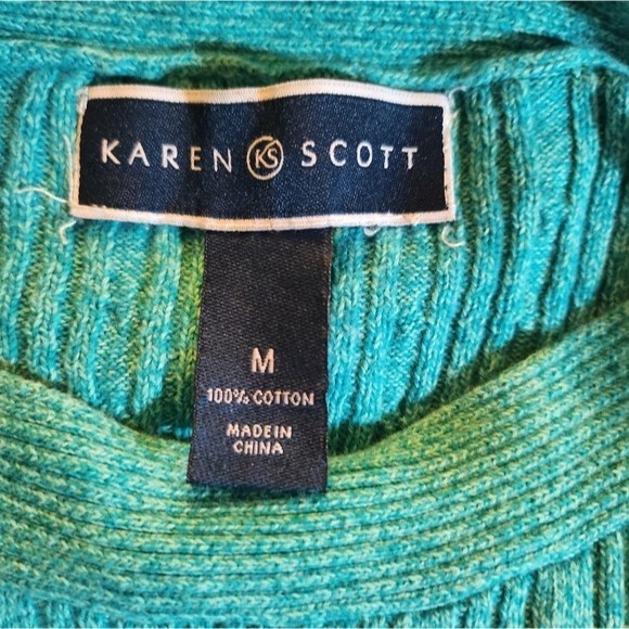 Karen Scott Pullover Sweater, Turquoise, Size M, Women - Picture 5 of 6